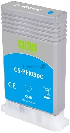 Картридж струйный Cactus CS-PFI030C PFI-030C голубой (55мл) для Canon imagePROGRAF TA-20/30