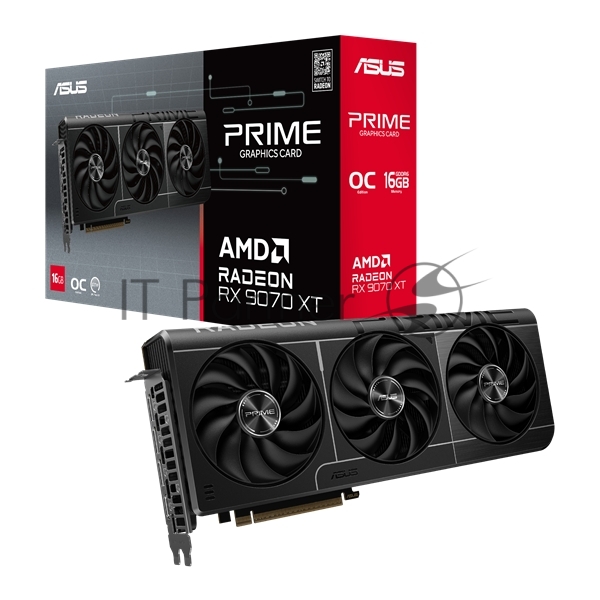 Видеокарта ASUS AMD Radeon RX 9070 XT PRIME OC Edition, 16 GB GDDR6, 256 bit, 3xDisplayPort, HDMI, GPU 2460 MHz