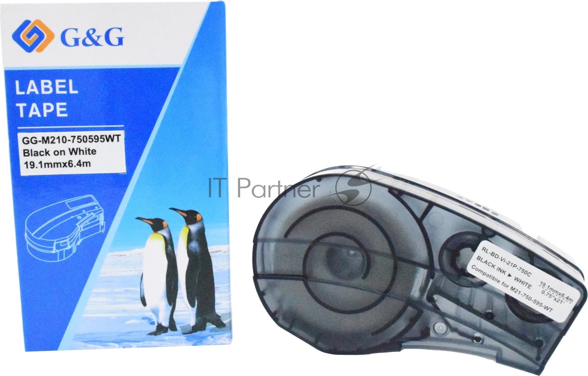 Картридж ленточный G&G GG-M210-750595WT черный на белом 19.1x6.4 для  Brady  M210/M211/M210-LAB