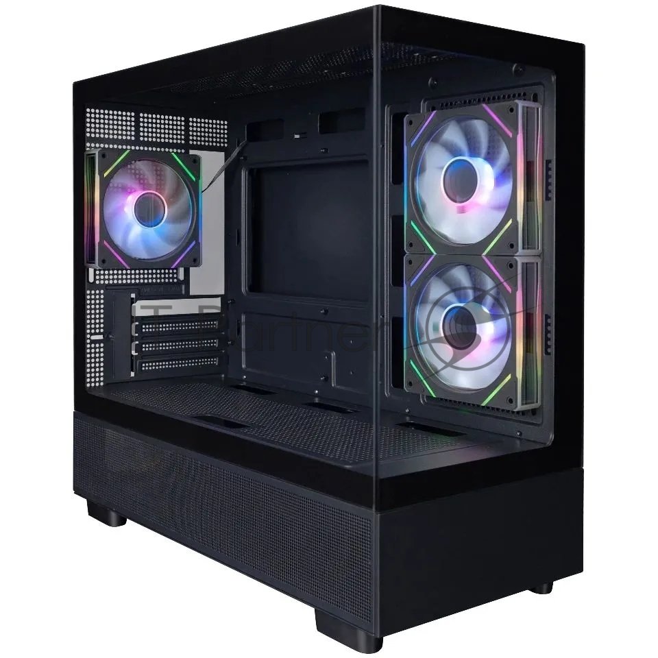 Корпус для ПК 1STPLAYER - MIKU Mi5 ARGB, mITX, mATX, 1х2.5", 1х3.5", 1xUSB2.0, 1xUSB3.0, Mini Tower, без БП, цвет чёрный, Mi5-BK-2FC7R-1FC7