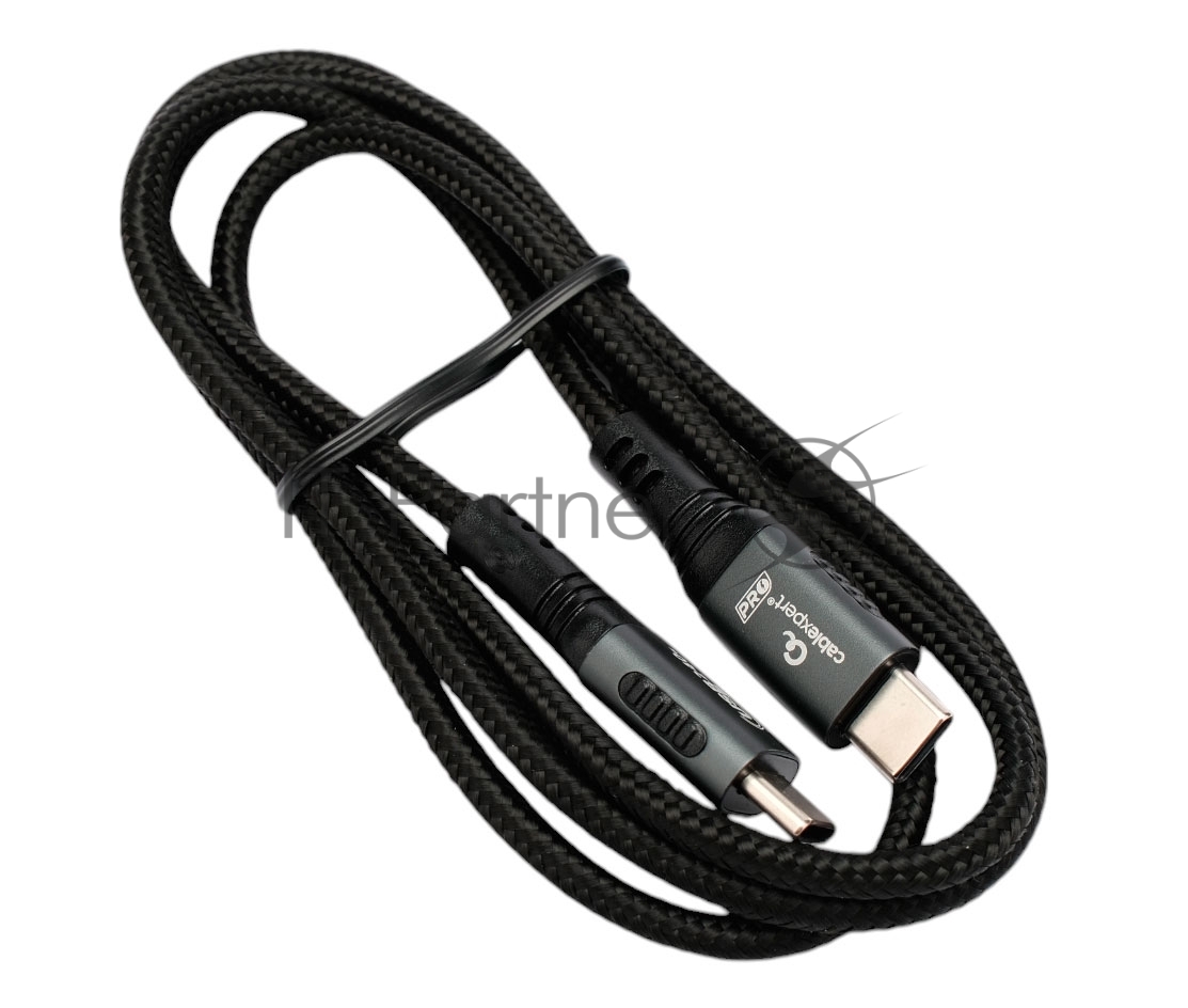 Кабель USB2.0 Cablexpert ССP-USB2.0-240W-1M Type-C/Type-C, 5А, 240Вт, PD3.1/QC4.0, медь, алюминиевые коннекторы, оплетка, 1м, черный, пакет