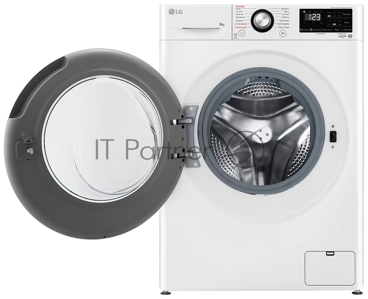 Стиральная машина LG F2V3FS6W белая, загрузка фронтальная 9 кг, 1400 об/мин, класс A