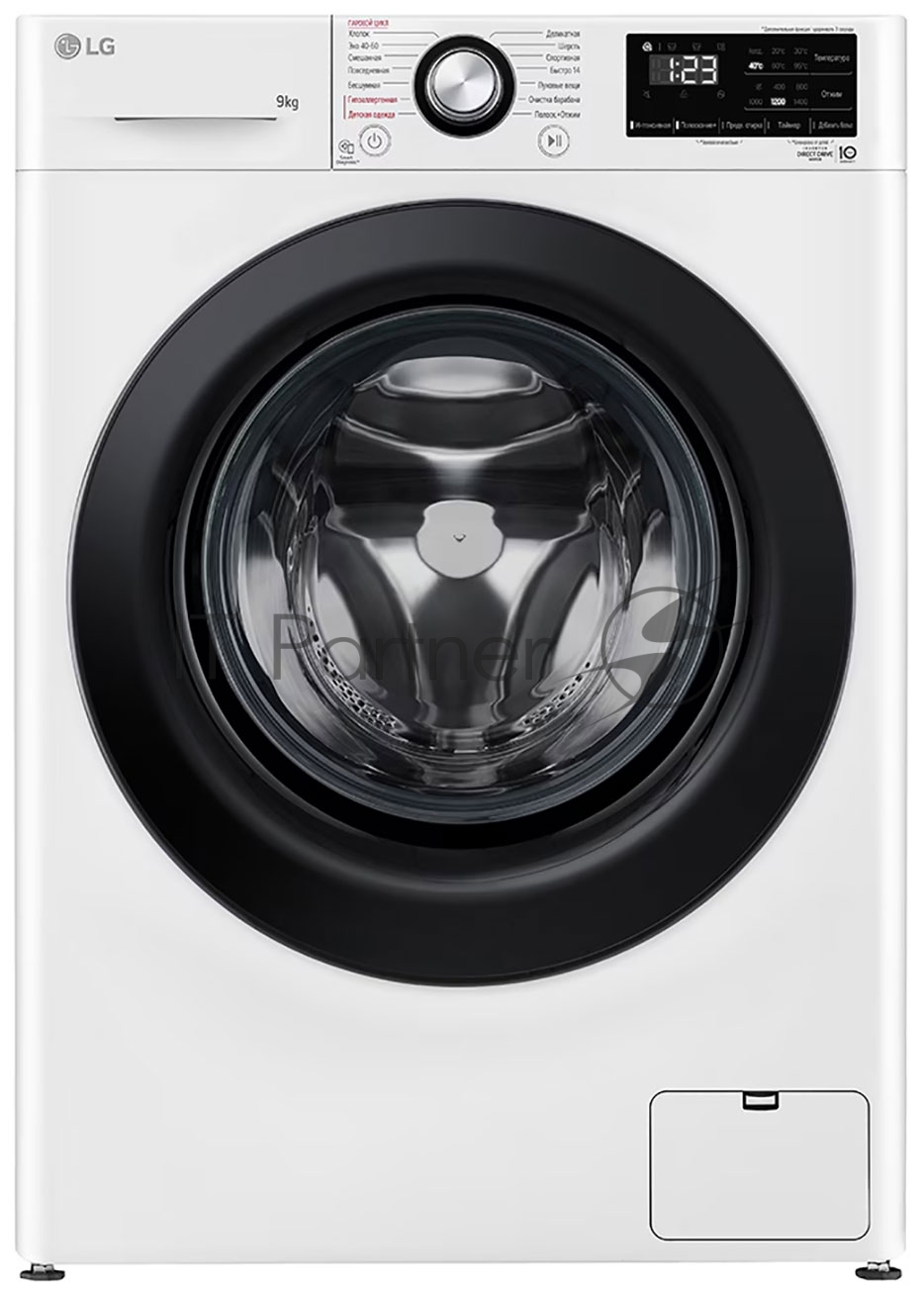 Стиральная машина LG F2V3FS6W белая, загрузка фронтальная 9 кг, 1400 об/мин, класс A