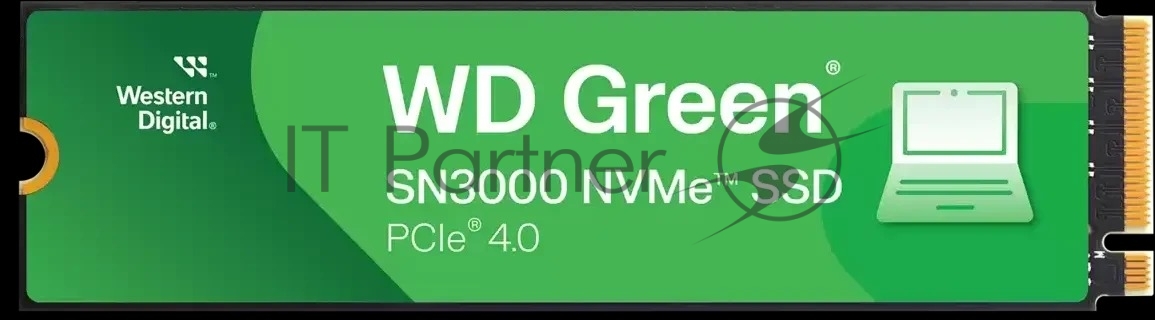 Твердотельный накопитель WD SSD Green SN3000, 1000GB, M.2(22x80mm), NVMe, PCIe 4.0 x4, QLC, R/W 5000/4200MB/s, TBW 150,WDS100T4G0E