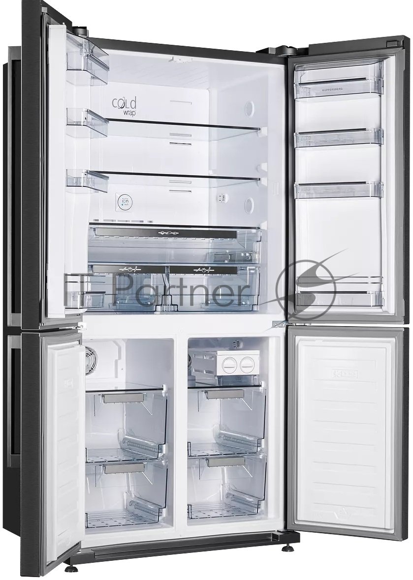 Холодильник Kuppersberg NMFV 18591 DX темный металл трехкамерный 390/170л морозилка снизу, No Frost, Side by Side