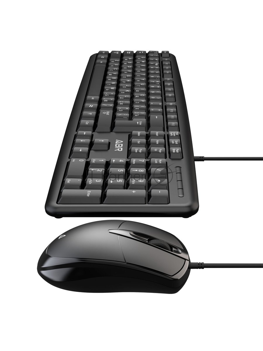 Комплект клавиатура и мышь ABR KM600 черный, интерфейс USB, проводной, RU/EN