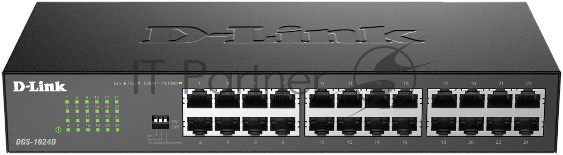 Коммутатор D-Link DGS-1024D/J1A, 24×1 Гбит/с, неуправляемый