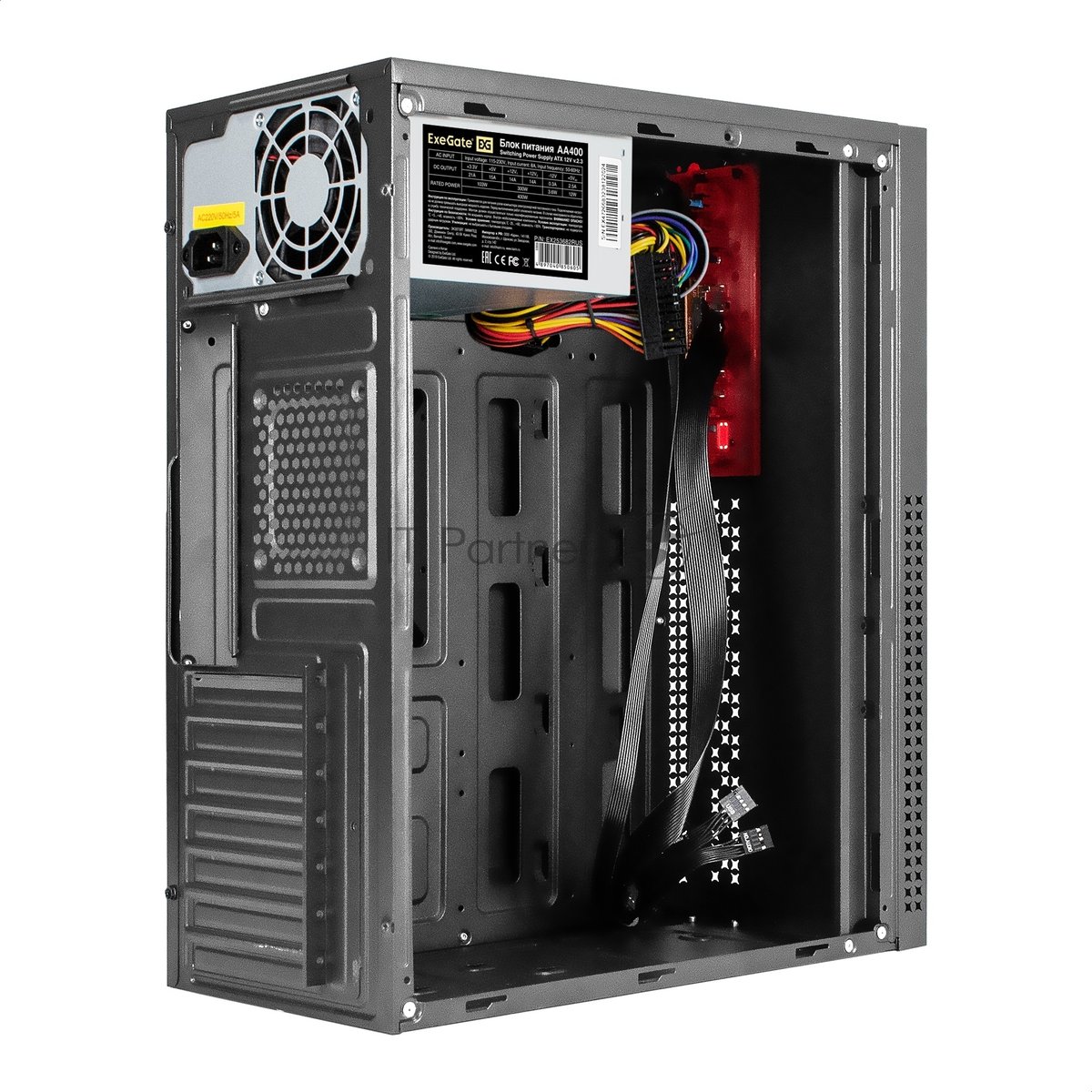 Компьютерный корпус Miditower ExeGate AA-443-AA400 (ATX, AA400 8 см, 2хUSB+HD Audio, черный)