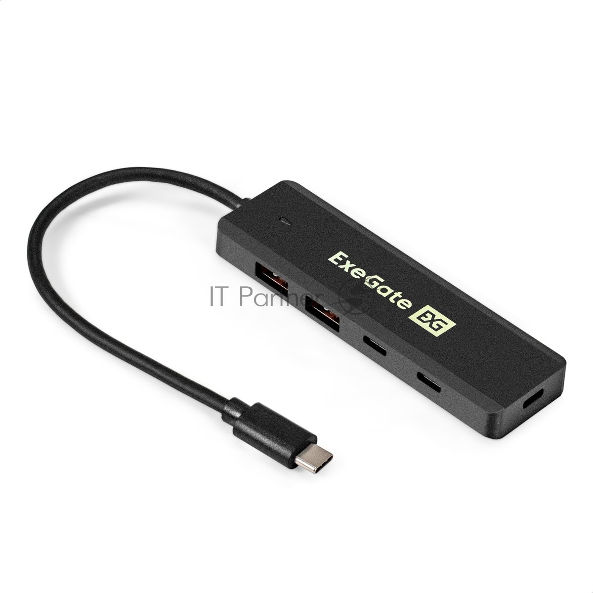 USB-концентратор 4-в-1 ExeGate DUB-2C2P/10G (кабель-адаптер USB 3.2 Gen2 Type C --> 2xUSB3.2 Gen2 Type-A (10G)/2xUSB3.2 Gen2 Type-C (10G), SuperSpeed+ USB 10Gbps, Plug&Play, черный)