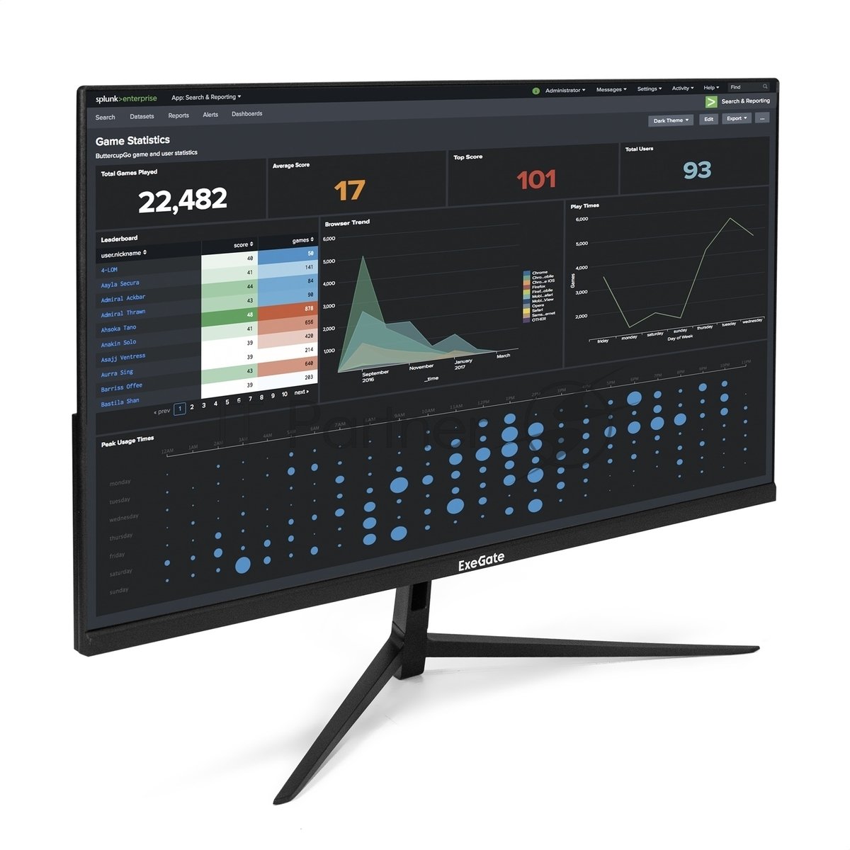 Монитор 27" ExeGate SuperView EH2707 IPS 1920x1080, 100 Гц, 5 мс, 16:9, 250 кд/м², HDMI 1.4, VGA, FreeSync, черный