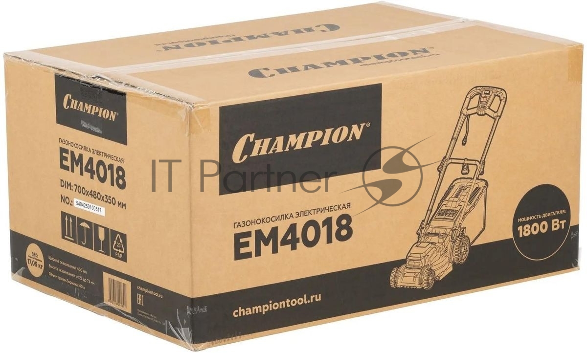 Газонокосилка электрическая Champion EM4018, от сети, 1800 Вт