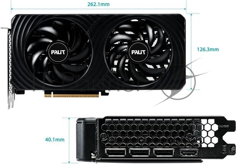 Видеокарта Palit NVIDIA - GeForce RTX 5060 Dual, PCI-E 5.0, GDDR7 8GB 128bit, 1x HDMI, 3x DP, max 7680 x 4320 (8K), 145Вт, 263мм, NE75060S19P1-GB2063D