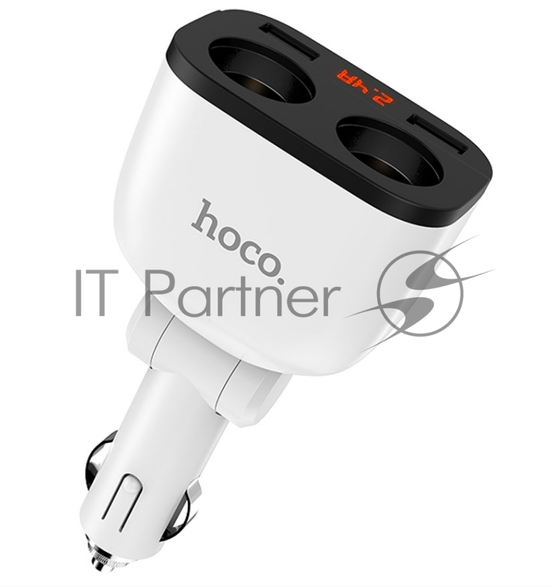 Автомобильная зарядка HOCO Z28 Power Ocean, 2xUSB + 2 прикуриватель, 3.1A, 160W, белый