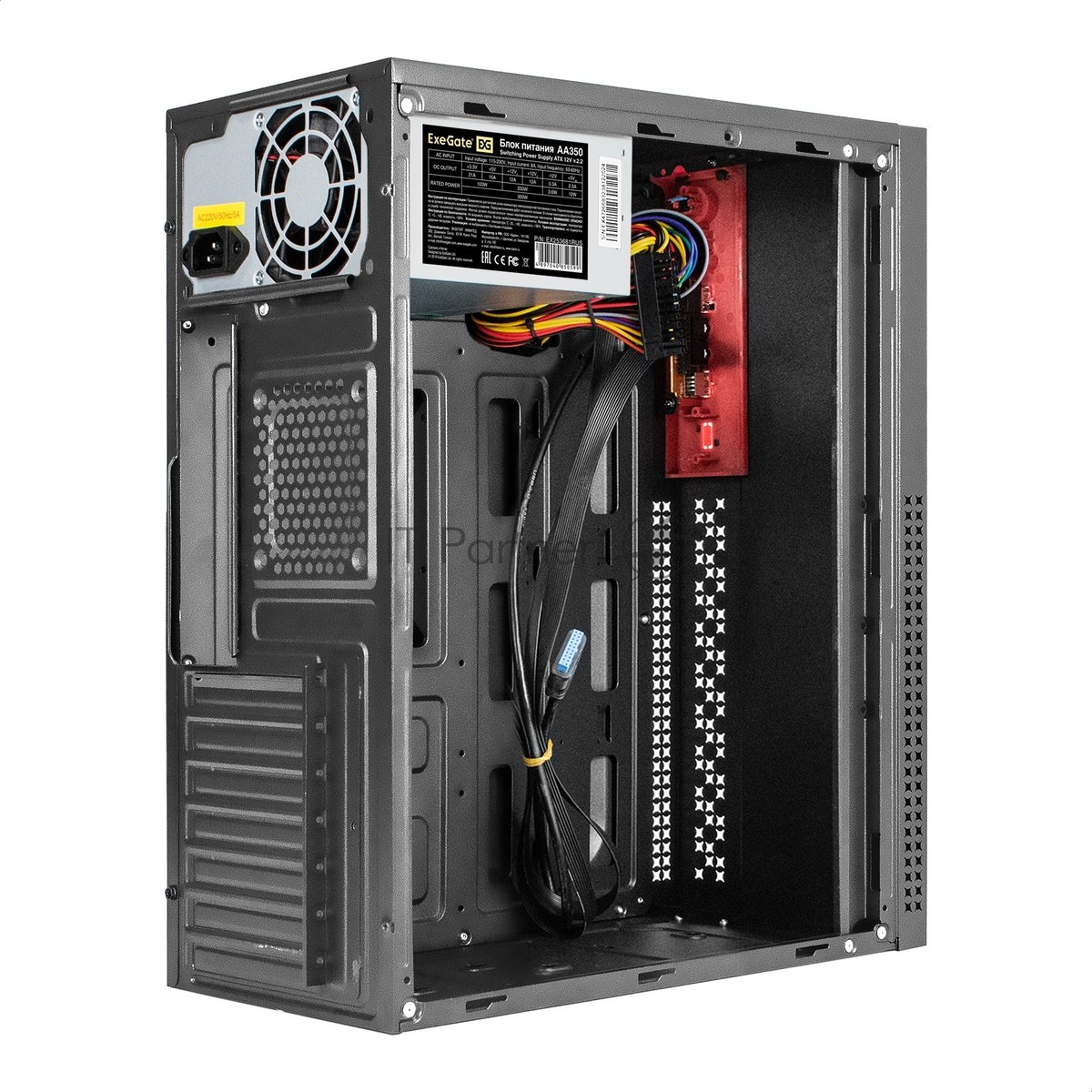 Компьютерный корпус Miditower ExeGate AA-443U-AA350 (ATX, AA350 8 см, 2хUSB+1хUSB 3.0+HD Audio, черный)