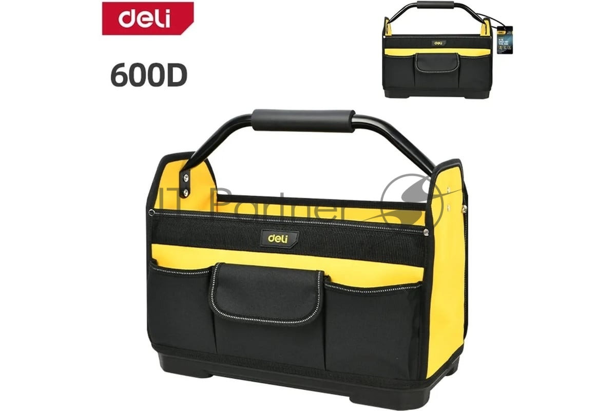Сумка для инструментов каркасная с жестким пластиковым дном Deli DL586111 7 карманов, без плечевого ремня, ткань Оксфорд 600D