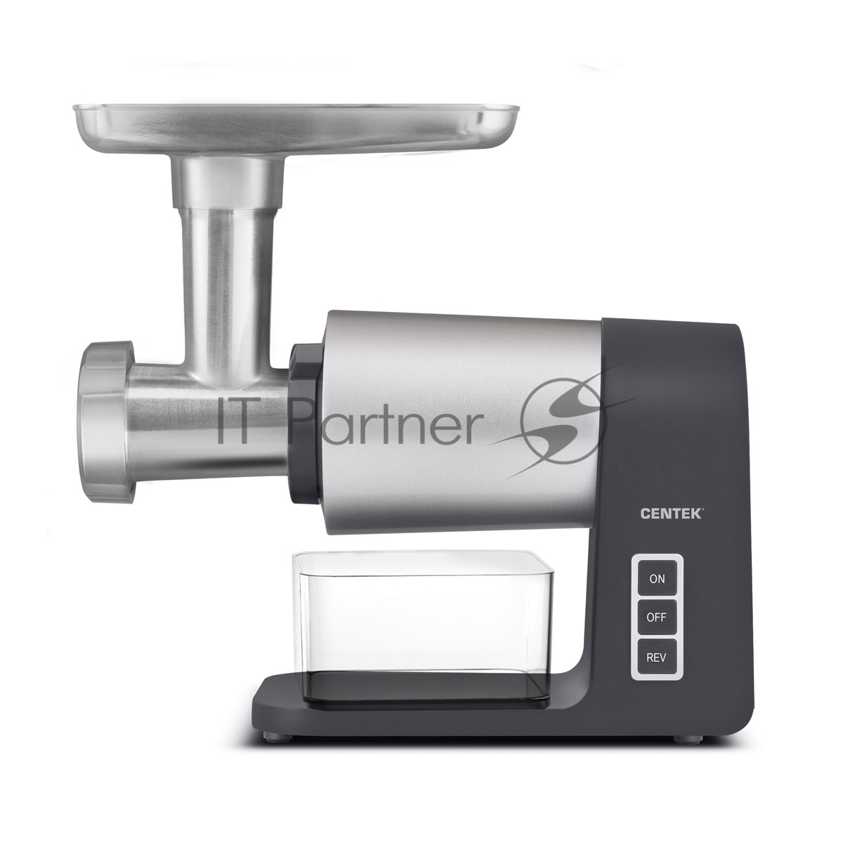Мясорубка электрическая Centek CT-1607 серый, 3000 Вт, 3.0 кг/мин, реверс, металлический лоток, насадки - 5