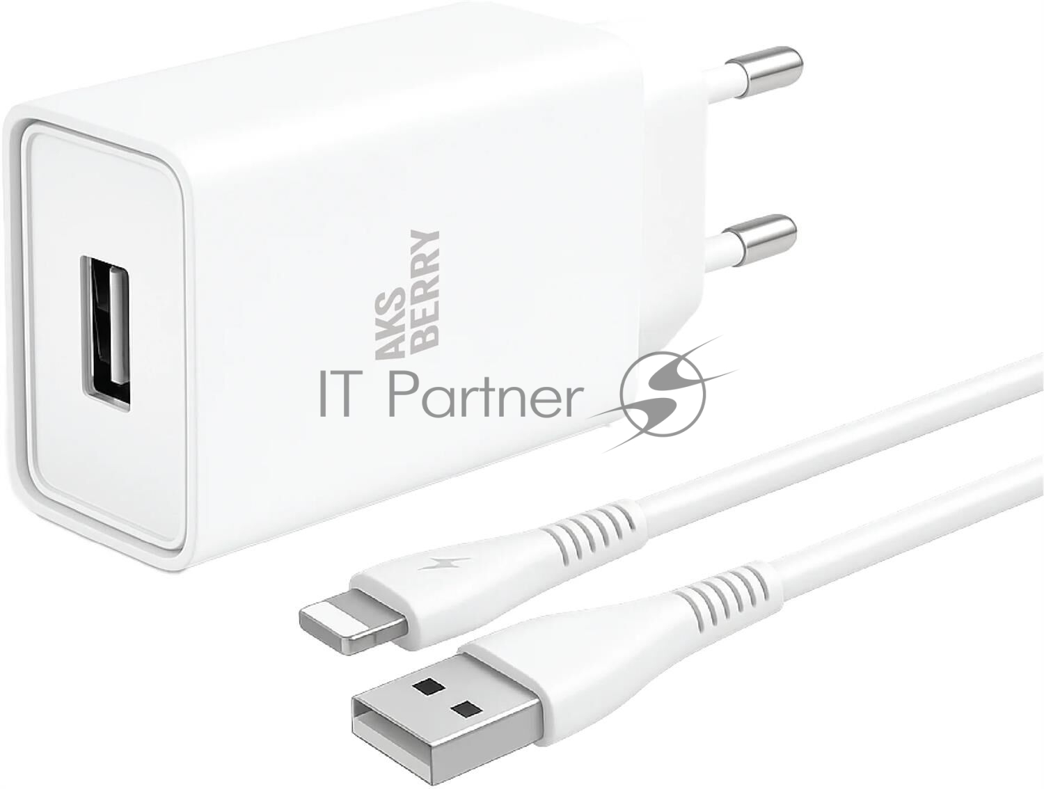AKSBERRY (6900221580012) T40 1USB 24A  +  Lightning  (белый) СЗУ