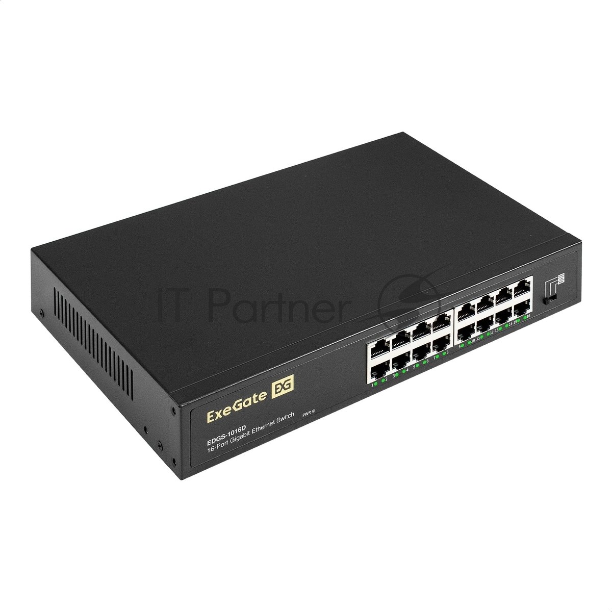 Exegate EX298695RUS Коммутатор неуправляемый ExeGate EDGS-1016D (16-портовый гигабитный UTP 10/100/1000 Base-T, металлический корпус, с возможностью установки в стойку, с функцией энергосбережения (EE