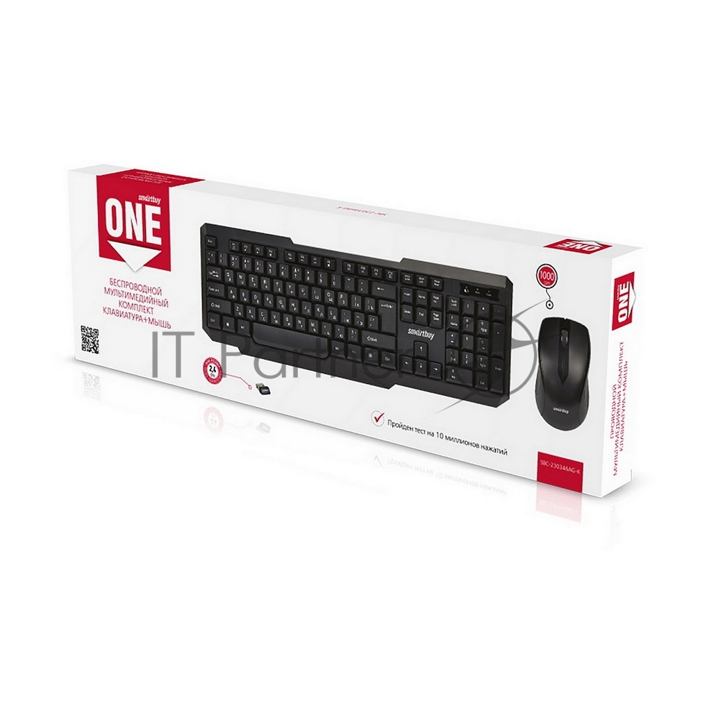 Комплект клавиатура+мышь Smartbuy ONE 230346AG беспроводной, USB, 1000 DPI, чёрный
