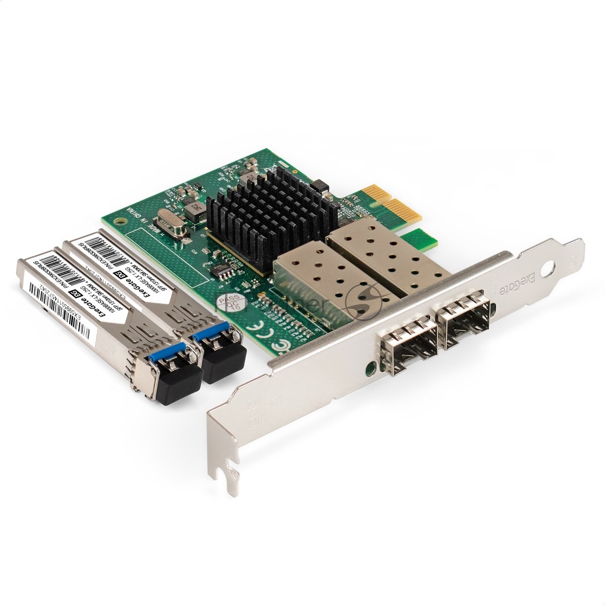 Комплект: Сетевой адаптер SFP ExeGate EXE-82576-F2 + Трансивер Single-Mode до 20км ExeGate EXT-1G-SM1310-LC2-20KM (EX296229RUS: PCI-E x1 v2.0, порты 2x SFP (10/100/1000Mb/s), Gigabit Server NIC Intel Chipset 82576-F2 + EX298328RUS: Tx:1310/Rx:1310 нм, до 20 км, разъем Duplex LC)