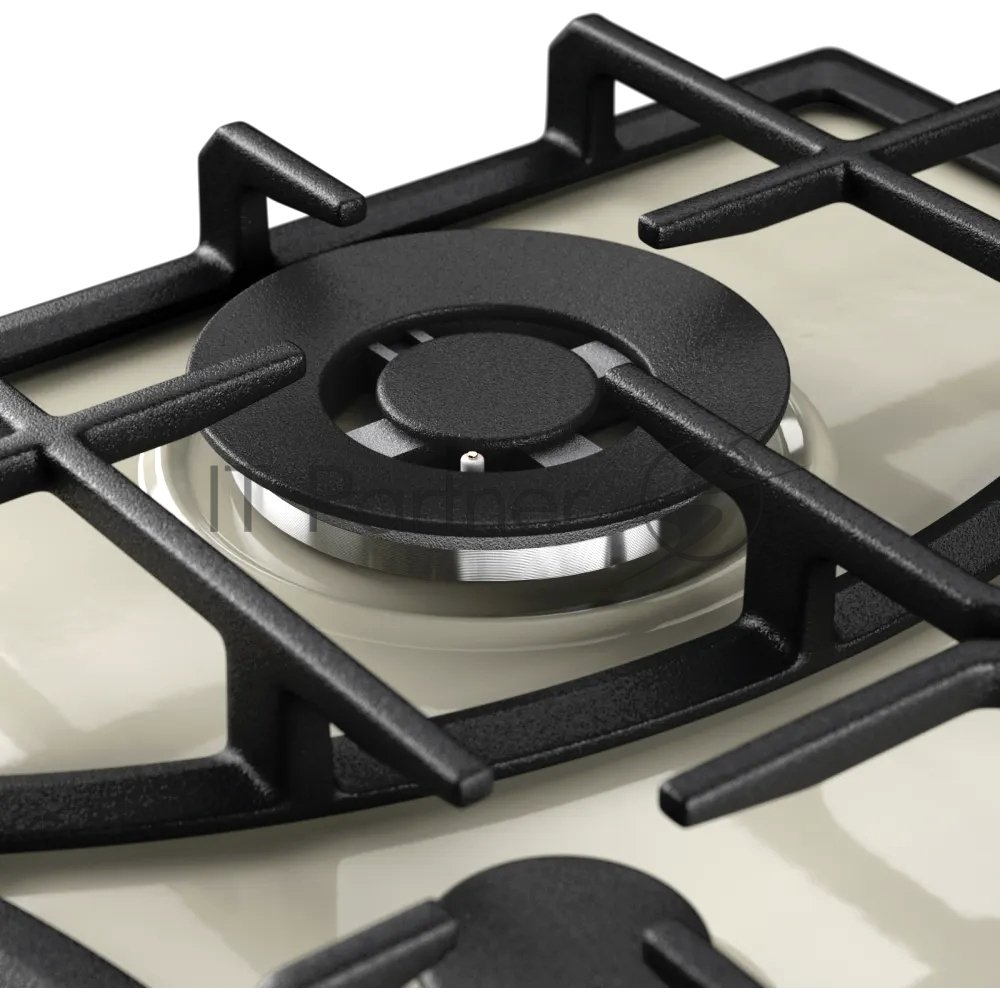 Газовая варочная панель Kuppersberg FS 610 C Bronze, газ, Classic, 61 см, автоматический электроподжиг, газ-контроль, SABAF конфорки, чугунные решетки, цвет бежевый, цвет фурнитуры бронзовый