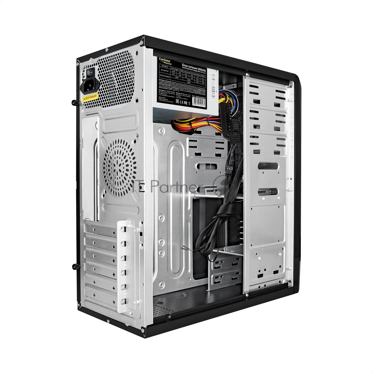 Компьютерный корпус Miditower ExeGate CP-603UB-UNS450 (ATX, БП UNS450 с вент. 12см, 2хUSB, аудио, черный)