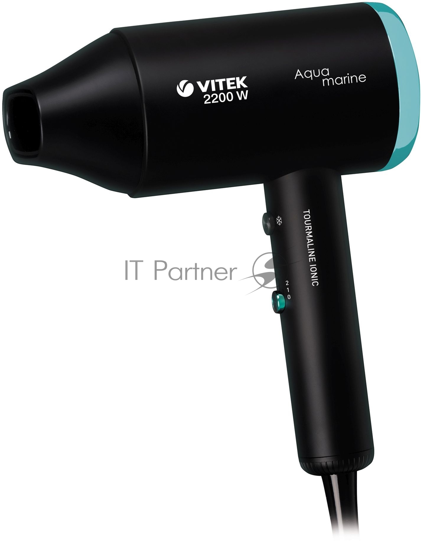 Фен VITEK VT-1324 черный/зеленый, 2200 Вт, ионизация