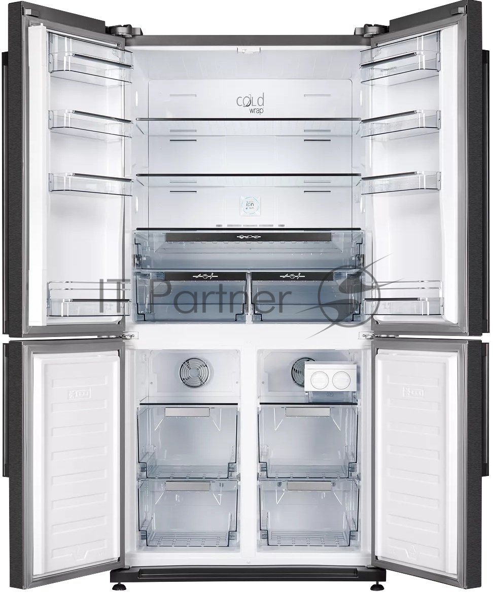 Холодильник Kuppersberg NMFV 18591 DX темный металл трехкамерный 390/170л морозилка снизу, No Frost, Side by Side
