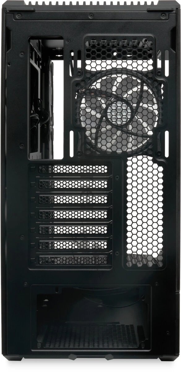 Компьютерный корпус без блока питания HSPD F711-TGbK-ARGB, Panoramic Full Tower, черный, TG, 0.7 SPCC, 4x120мм ARGB ATX, mATX, mITX 190/420/280мм 2x2.5", 2x3.5", 7xPCI 1xUSB-A 3.0, 1xUSB-C 445x235x475мм