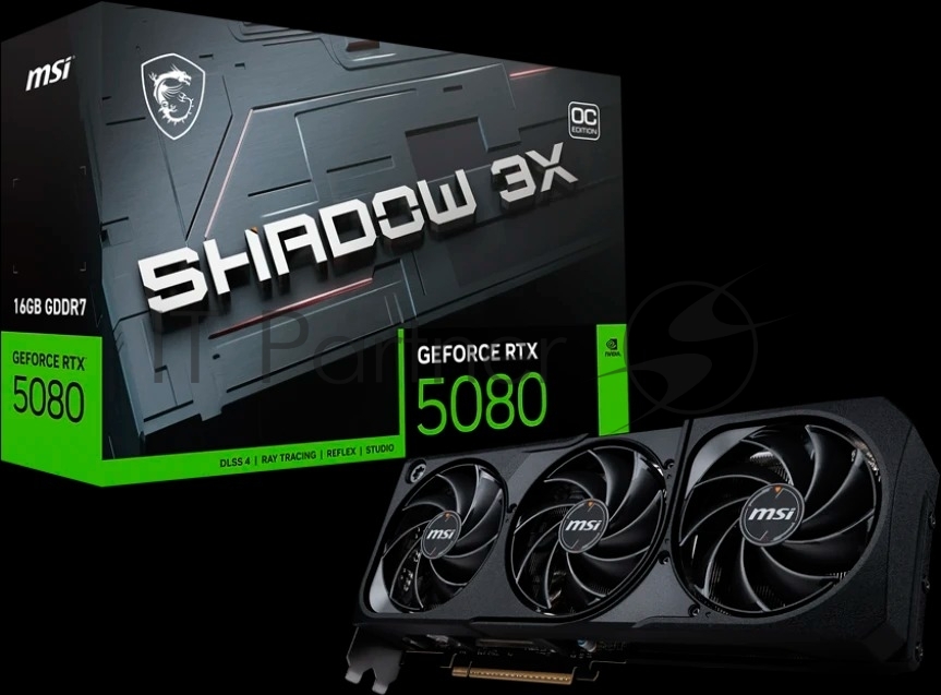 Видеокарта MSI GeForce RTX 5080 16G SHADOW 3X, 16GB GDDR7, 256 bit, HDMI, DP, GPU 2617 MHz