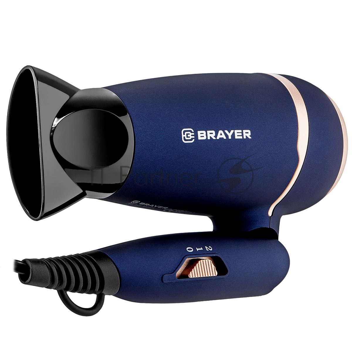 Фен BRAYER BR3025 синий/золотистый, 1400 Вт, компактный