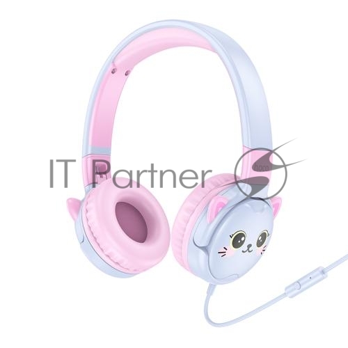 Беспроводные/проводные наушники Hoco W61 синий, накладные, Bluetooth + проводной, детские, до 20 ч.
