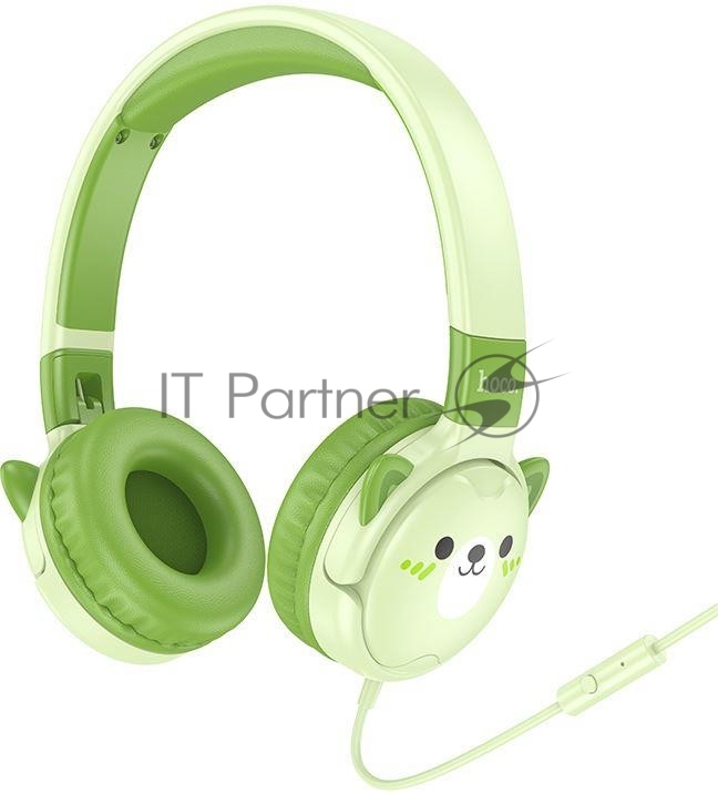 Беспроводные/проводные наушники Hoco W61 зеленый, накладные, Bluetooth + проводной, детские, до 20 ч.