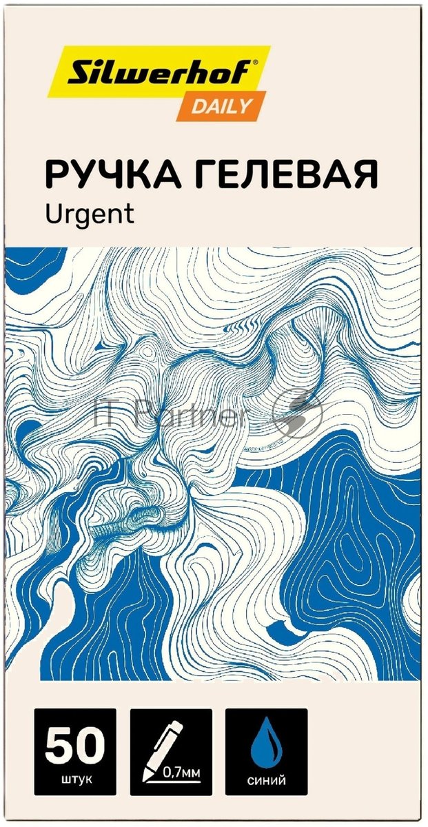 Ручка гелевая Silwerhof Daily Urgent, d=0.7мм, синие чернила, сменный стержень, линия 0.5мм, резиновая манжета