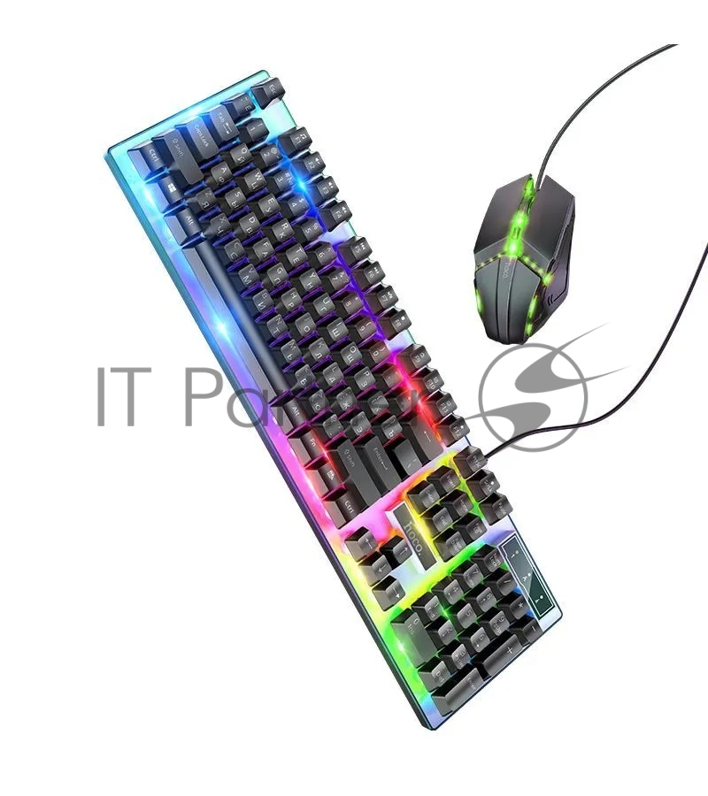 Комплект клавиатура+мышь Hoco GM18 Luminous проводной, USB, 1200 DPI, чёрный