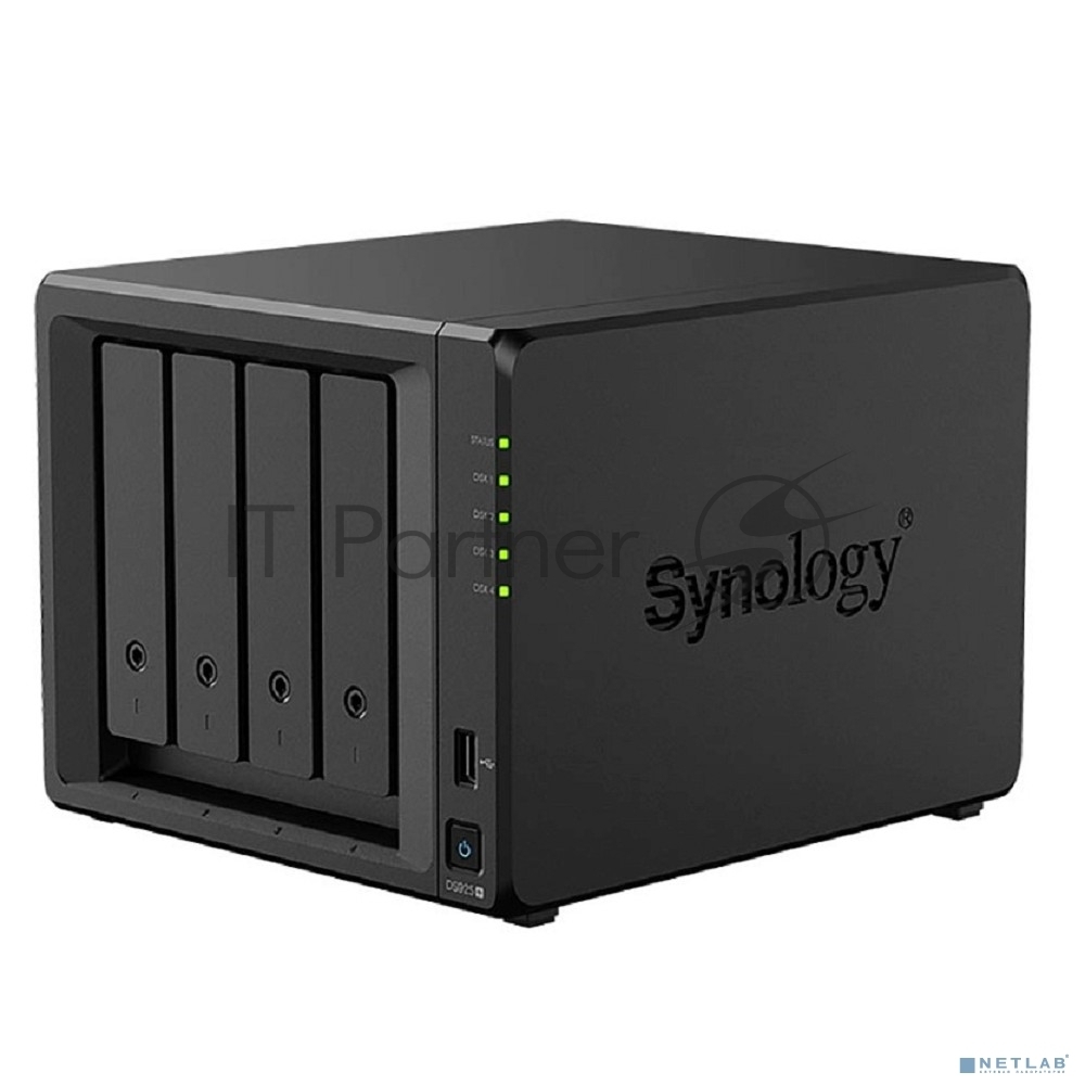 Сетевое хранилище Synology DiskStation DS925+ черный (AMD Ryzen V1500B/4Gb/4 pcs (3.5" or 2.5" SATA or SSD)/1xM.2 2280 NVMe SSD/RAID/1x4Gb/no WIFI) (DS