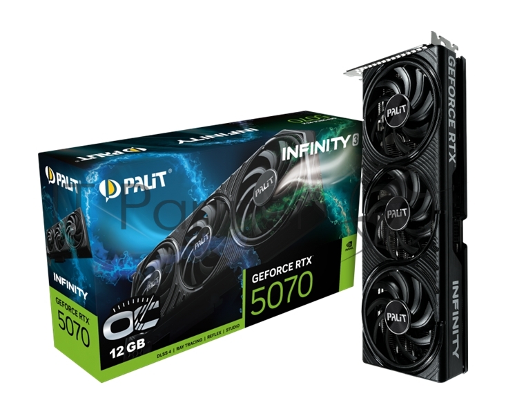 Видеокарта Palit GeForce RTX 5070 INFINITY 3 OC, 12 GB GDDR7, 192 bit, 3xDisplayPort, HDMI, GPU 2325 MHz