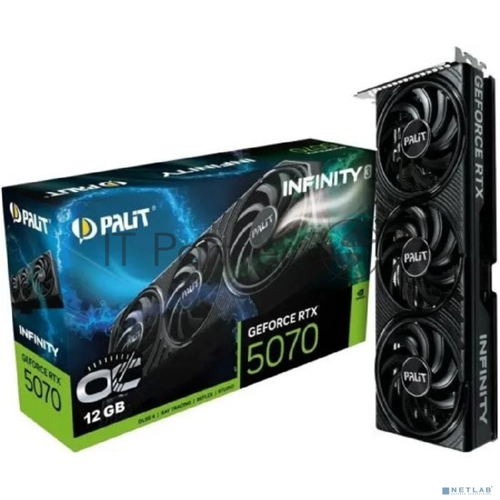 Видеокарта Palit GeForce RTX 5070 INFINITY 3 OC, 12 GB GDDR7, 192 bit, 3xDisplayPort, HDMI, GPU 2325 MHz