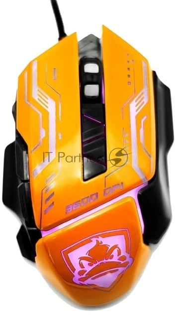 Мышь проводная Ritmix ROM-363 оранжевый, 3200 dpi, USB, кнопки - 7