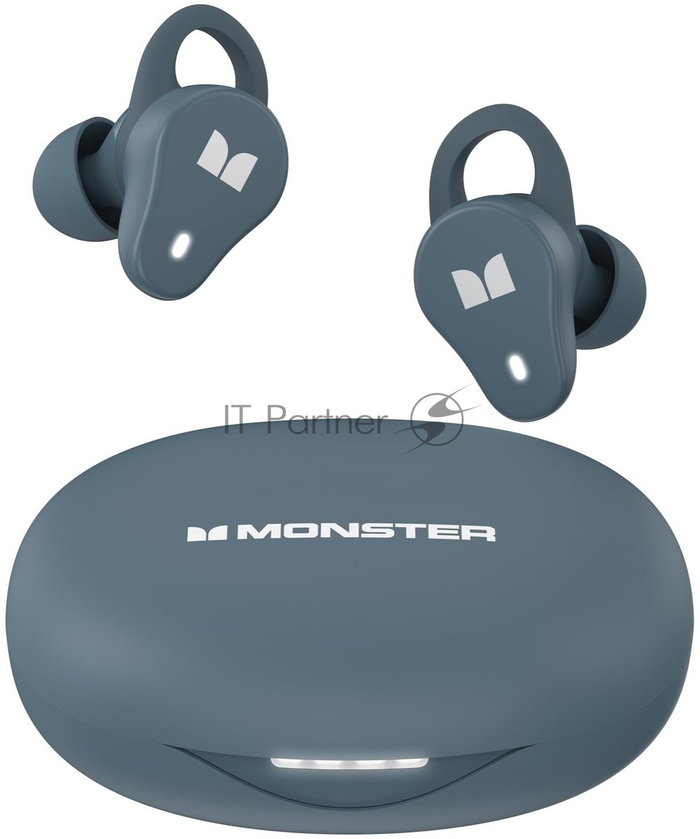 Наушники TWS Monster N-Lite 210 голубой, внутриканальные, Bluetooth, влагозащита IPX5, быстрая зарядка, до 7 ч