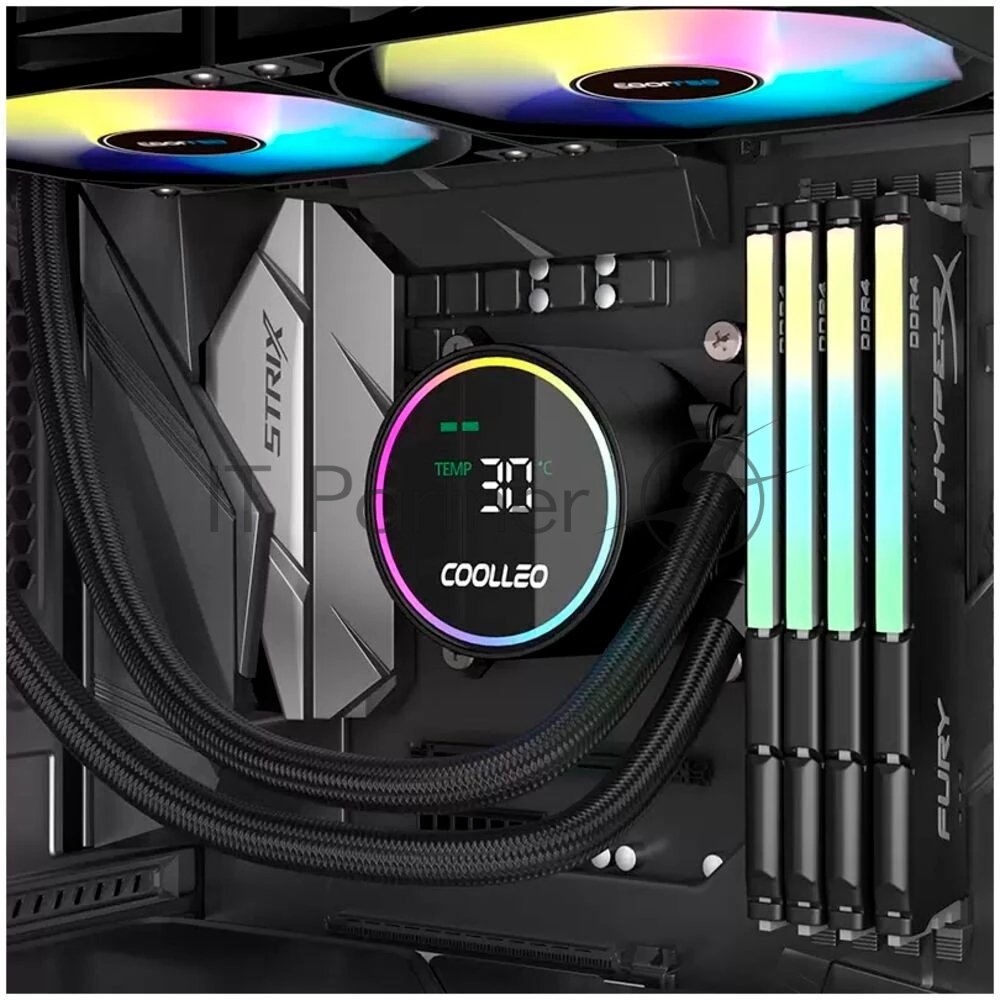 Система водяного охлаждения Coolleo - DIG 240 LITE, охлаждение Водяное, 1800rpm, 4-pin, 2 x 120 мм, DIG-240-LITE-BK