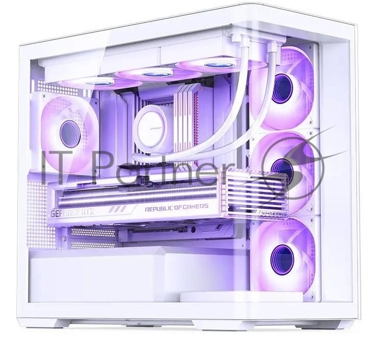Корпус без блока питания JONSBO D300, Mini-Tower, TG, no fan, 2xUSB-A 3.2 + 1xUSB-C 3.2, mATX, mITX White