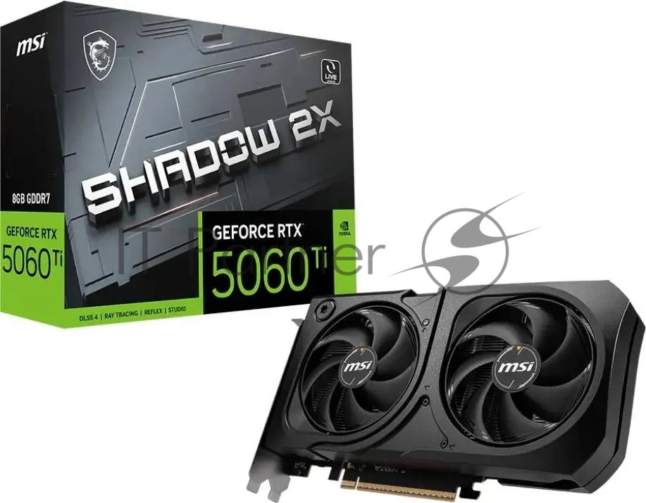 Видеокарта MSI PCI-E 5.0 RTX 5060 TI 8G SHADOW 2X PLUS NVIDIA GeForce RTX 5060TI 8Gb 128bit GDDR7 2572/28000 HDMIx1 DPx3 HDCP Ret