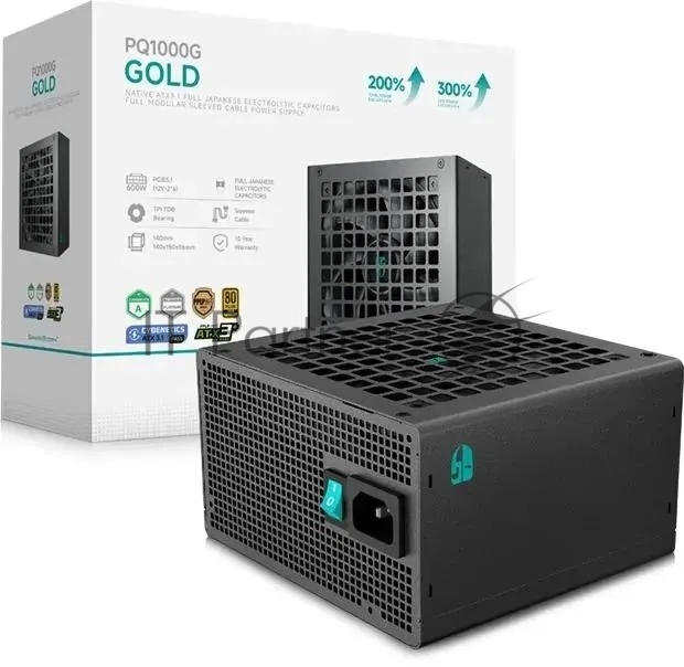блок питания Deepcool GAMERSTORM PQ1000G (ATX 3.1, 1000W, Full Cable Management, PWM 120mm fan, 80+ GOLD, Active PFC + Half Bridge + DC/DC, Full Japanese Capasitors, Gen5 PCIe) RET (R-PQA00G-FD0B-WGEU-V1)