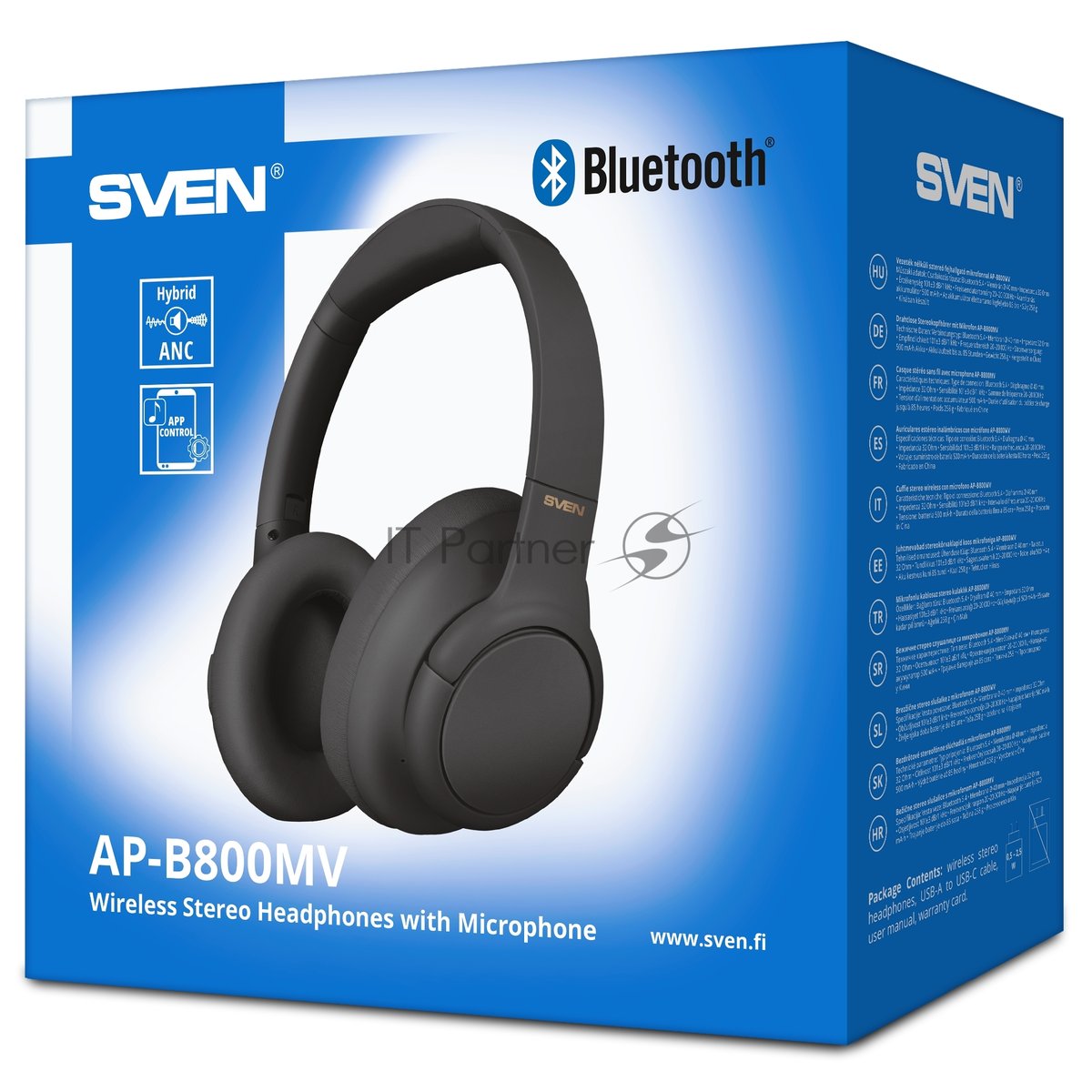 Беспроводные/проводные наушники Sven AP-B800MV черный, полноразмерные, Bluetooth + Jack 3.5 мм, складная конструкция, до 15 ч