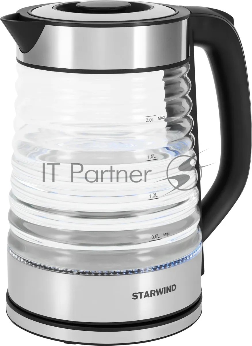 Чайник электрический Starwind SKG2111 2 л, 1800 Вт, черный/прозрачный корпус: стекло