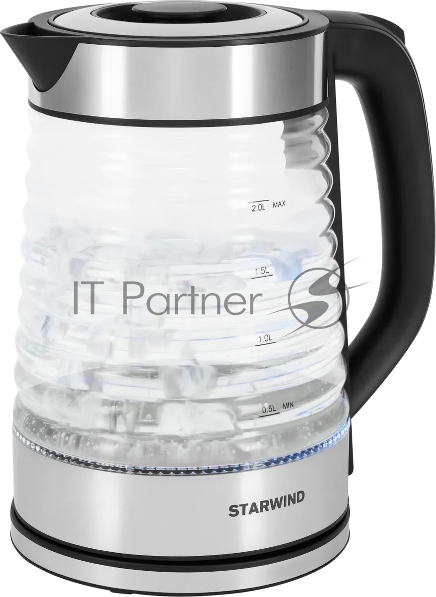 Чайник электрический Starwind SKG2111 2 л, 1800 Вт, черный/прозрачный корпус: стекло