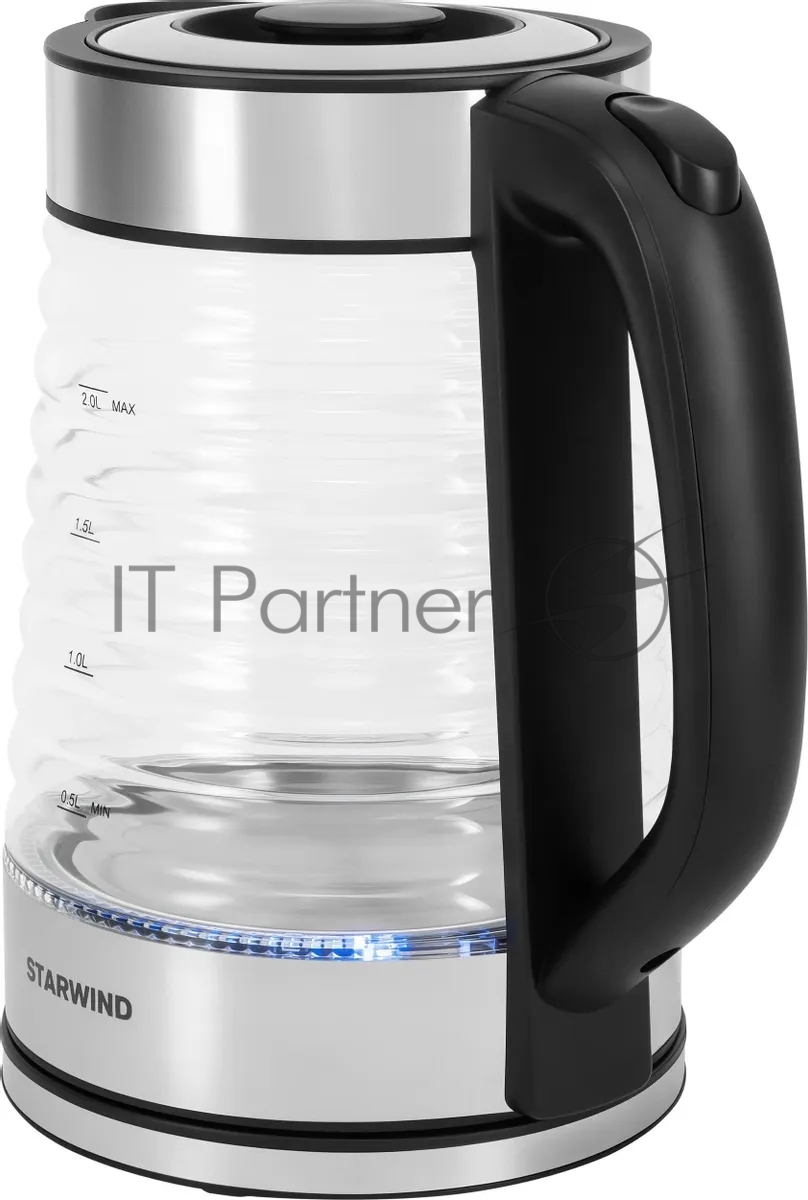 Чайник электрический Starwind SKG2111 2 л, 1800 Вт, черный/прозрачный корпус: стекло