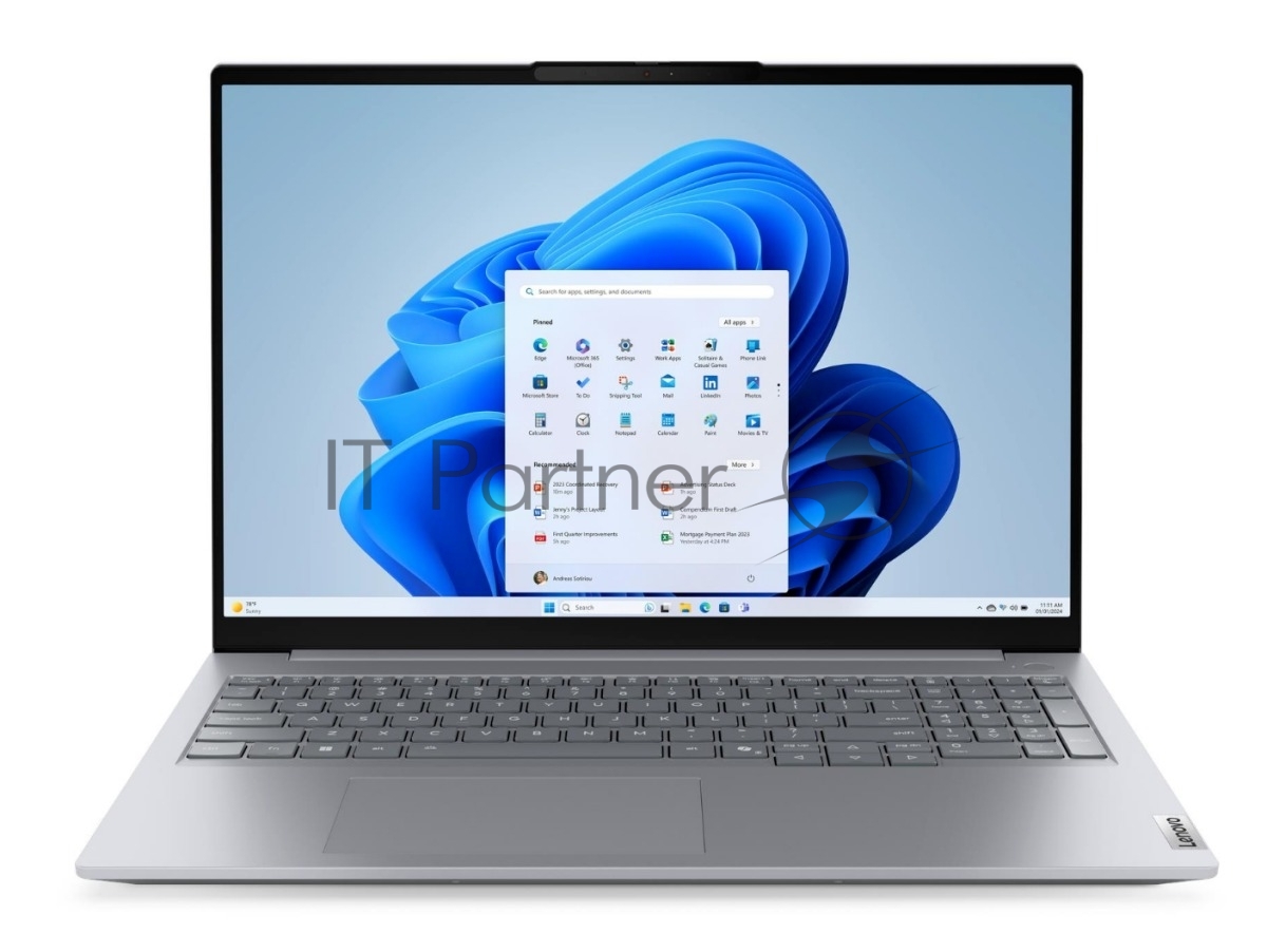 Ноутбук Lenovo ThinkBook 16 G8 IRL Intel Core 5 220H, 2.7 GHz - 4.9 GHz, 16384 Mb, 16" WUXGA 1920x1200, 512 Gb SSD, Intel Graphics, Windows 11 Home, серый