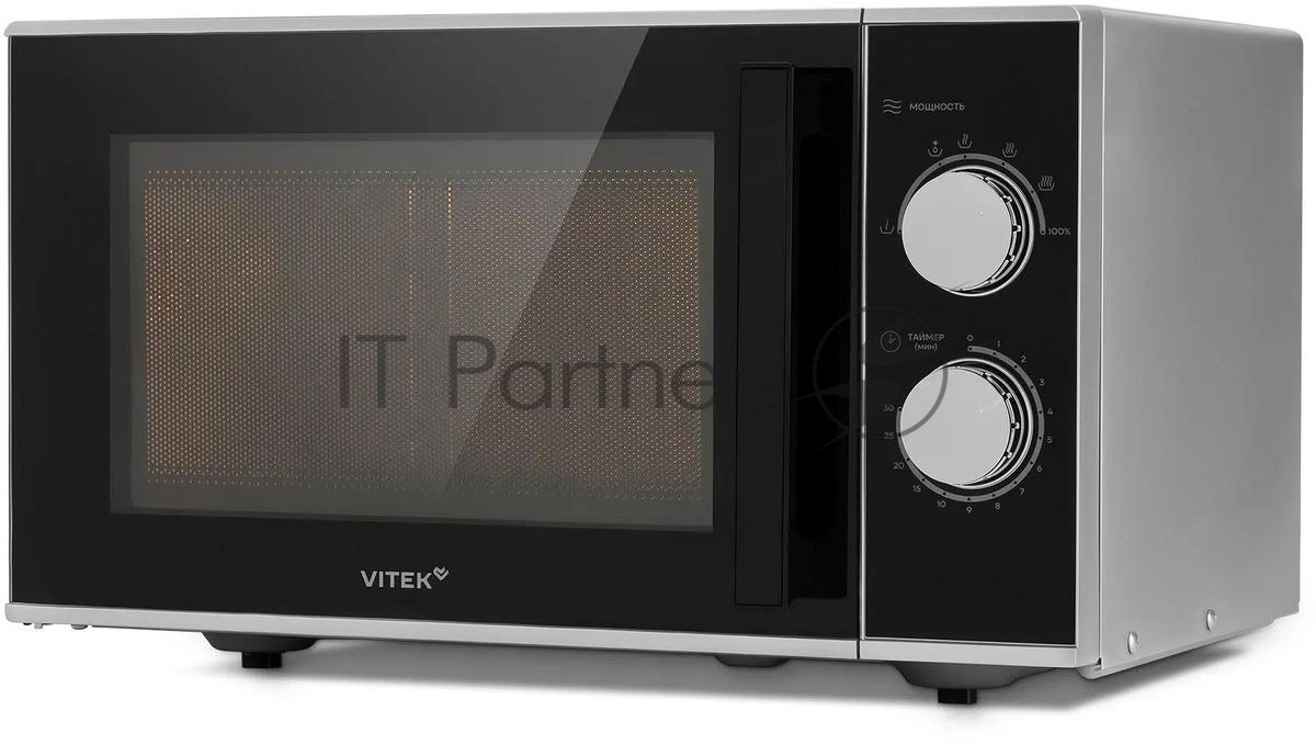 Микроволновая печь Vitek VT-MW0823 серебристый/черный, 23 л, 900 Вт, переключатели - поворотный механизм